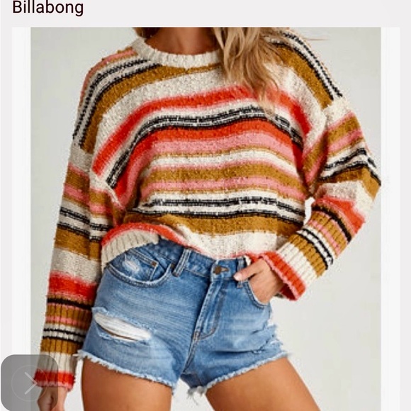 New Billabong Striped Multicolor Sweater - SZ: S/P - Picture 1 of 5